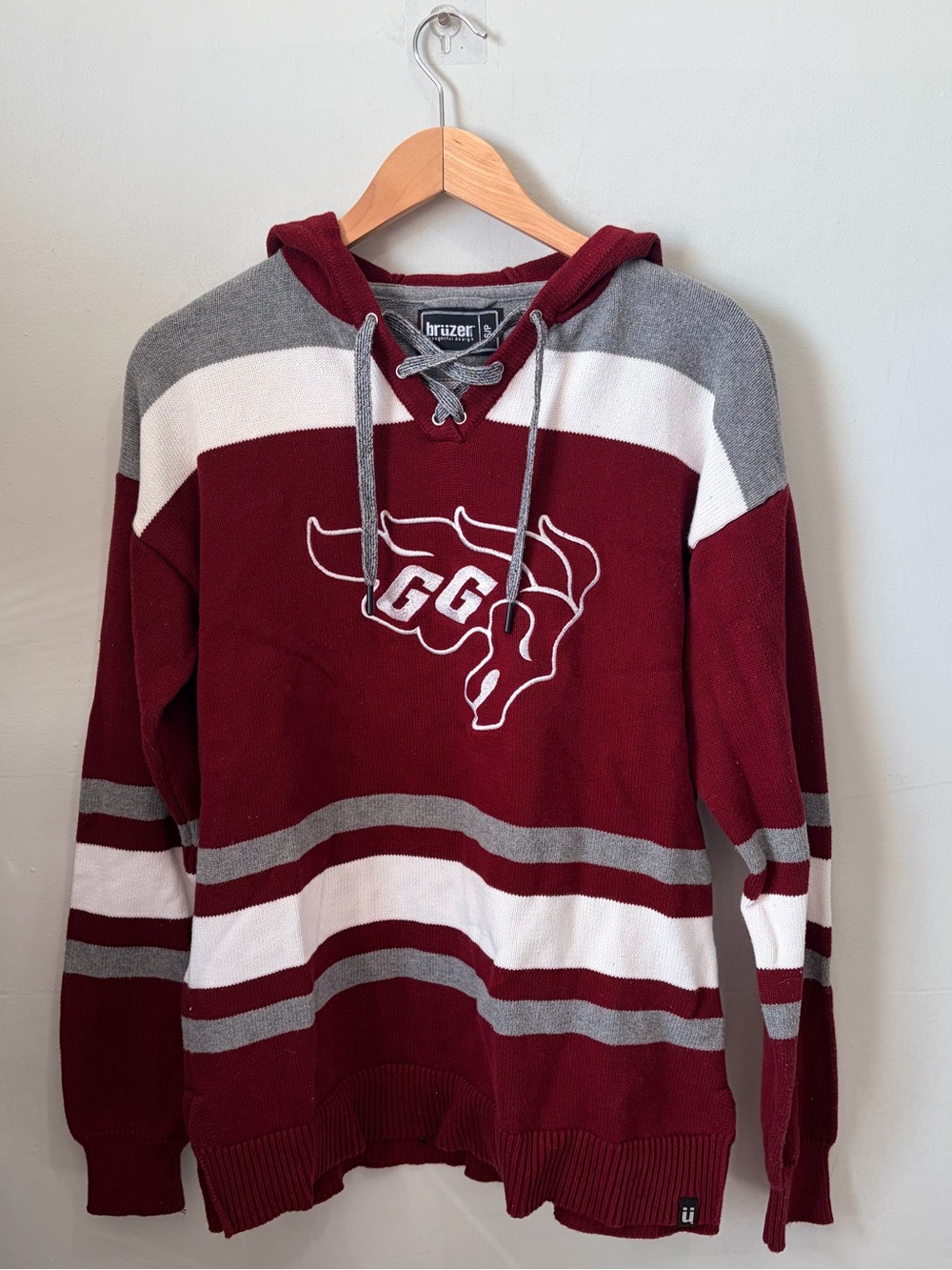 Brüzer University of Ottawa Gee-Gees Lace-Up Knit Hoodie Size S Ottawa U